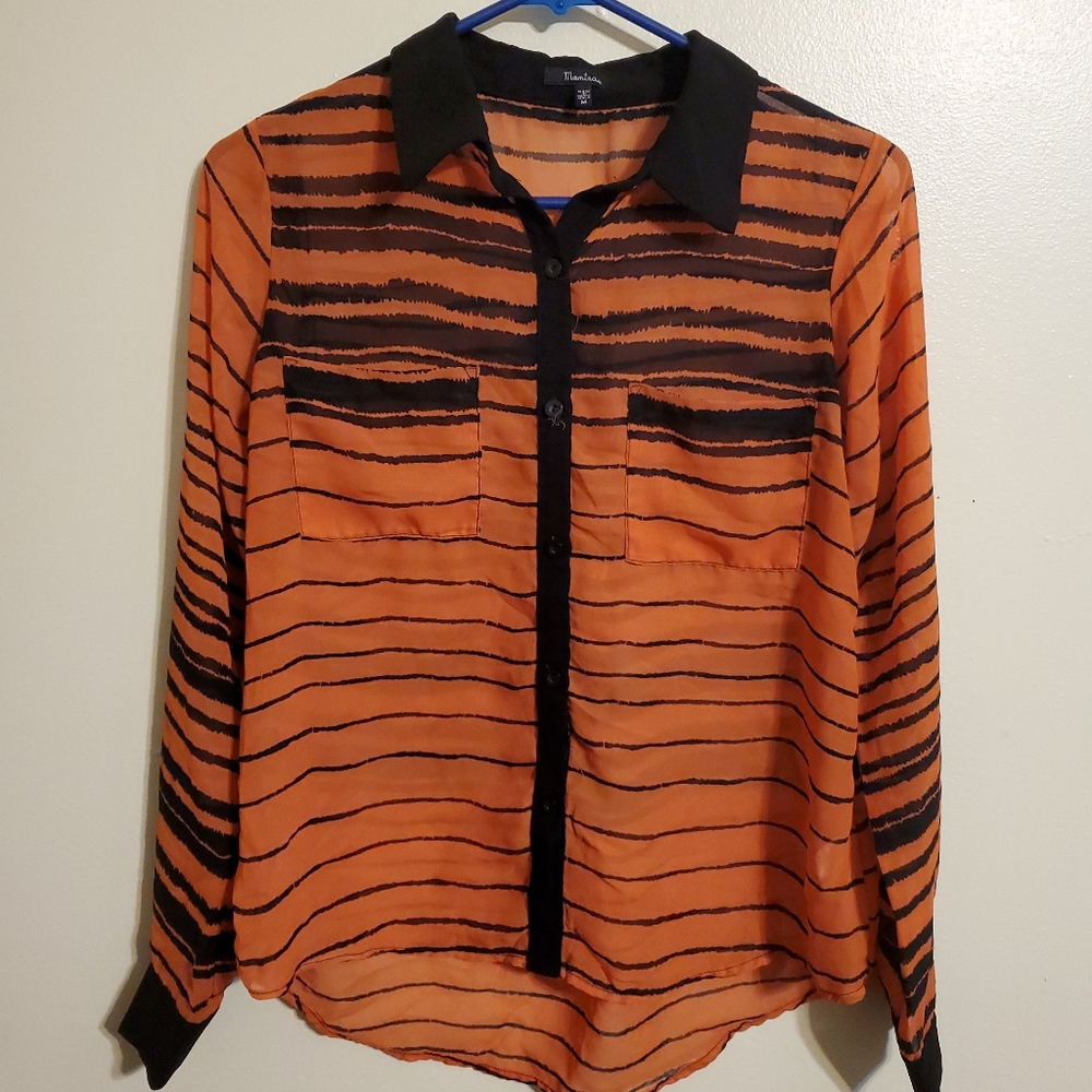 Monteau | Sheer Striped Blouse